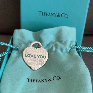 Authentic Tiffany & Co silver “Love You” large heart tag charm